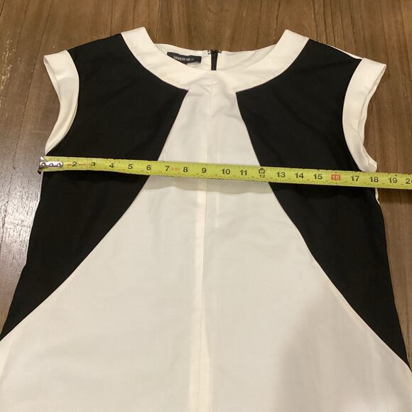 LAFAYETTE 148 Dima Black White Colorblock Shift Dress w/pockets sleeveless 8 - Picture 5 of 11